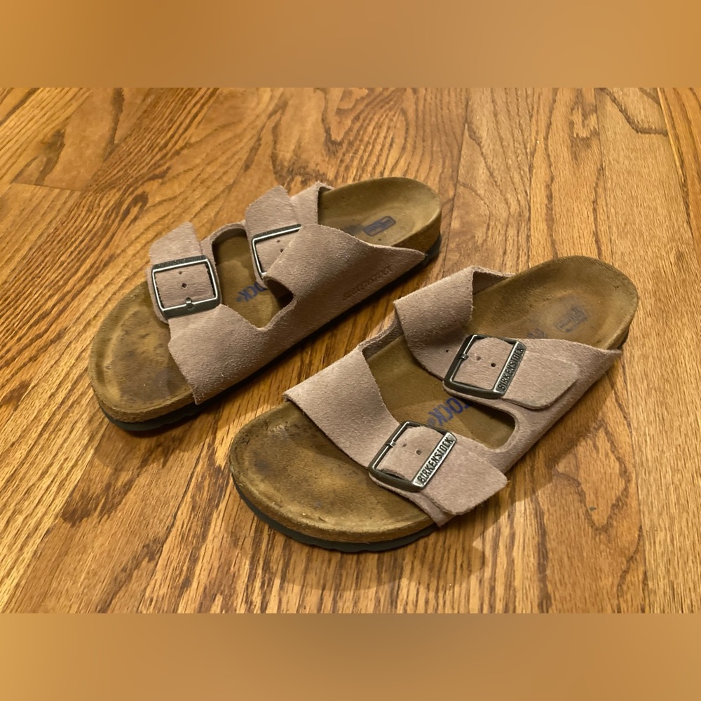 Birkenstock suede sandals, soft footbed, size 37